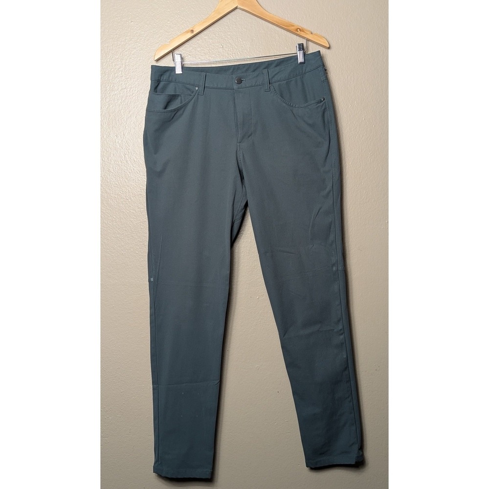Lululemon ABC Pants Mens 34x31 Green Slim Fit Warpstreme 5 Pocket LM5ADAS